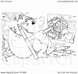 Squirrel Outline Coloring Drawing Royalty Clipart Illustration Bannykh Alex Rf 2021 sketch template