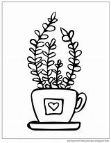 Coloring Spring Plant Hello Fun Pages Cup sketch template