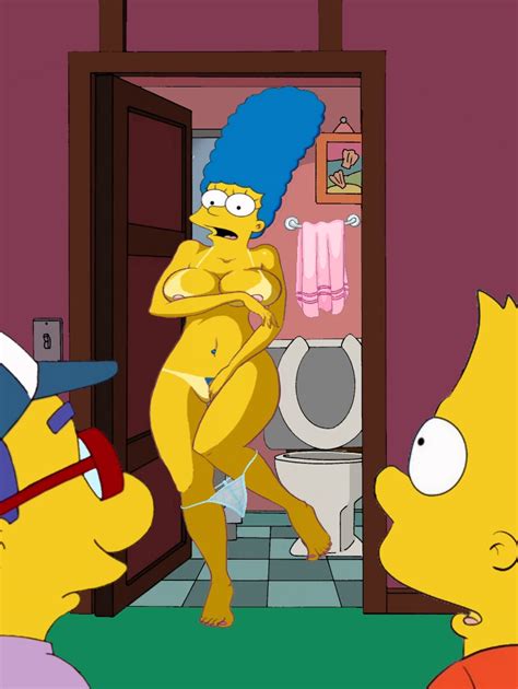 rule 34 covering breasts covering crotch embarrassed enf female human male marge simpson 1895830