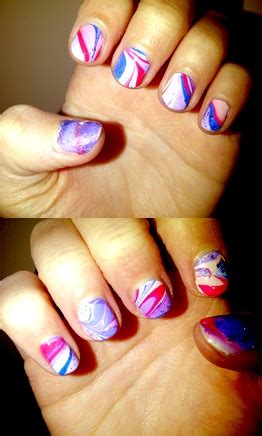 water marble nails blue purple pink white nail polish art nails water marble nails