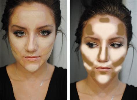 ~ contouring and highlighting using two shades of liquid foundation one skintone and a
