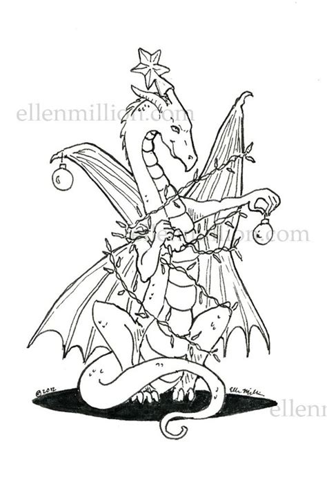 tangled  christmas dragon digi stamp digital coloring page