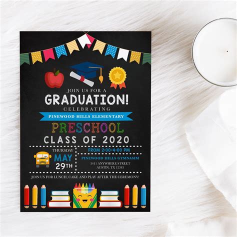 editable kindergarten graduation invitation templates