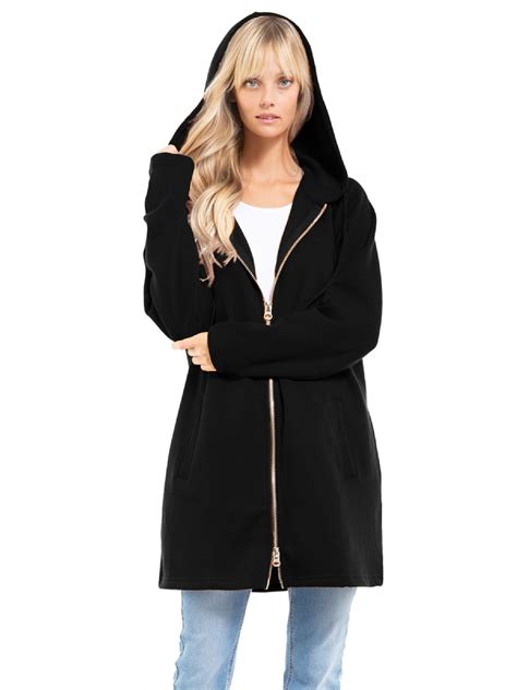 olivia womens casual oversized loose fit long sleeve zip  pullover hoodie tunic