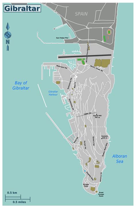large road map  gibraltar gibraltar europe mapsland maps