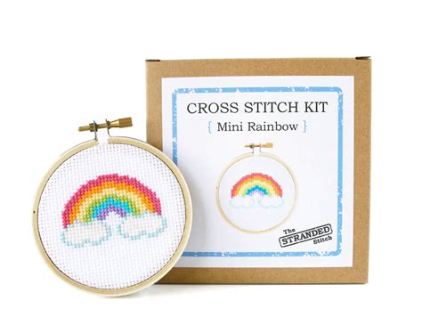 mini counted cross stitch kit rainbow  stranded stitch