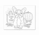 Coloring Bulldog French Halloween Cute sketch template
