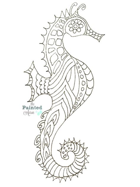 seahorse patterns  painted apron