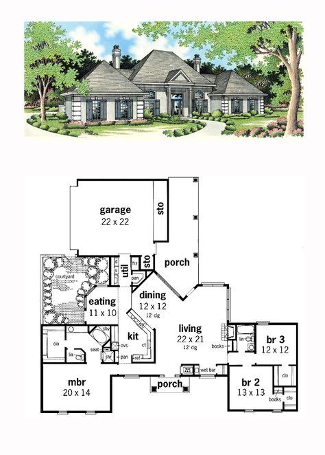 courtyard house plans images  pinterest country home plans country homes