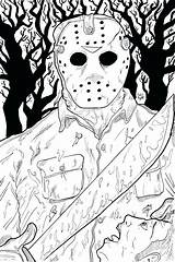 Coloring Jason Pages Horror Michael Myers Freddy Voorhees Mask Halloween Printable Scary Color Vs Adult Print Krueger Drawing Colouring Books sketch template