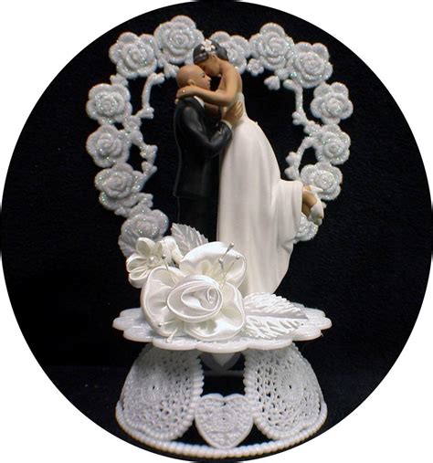 bald groom dark hair bride wedding cake topper top you