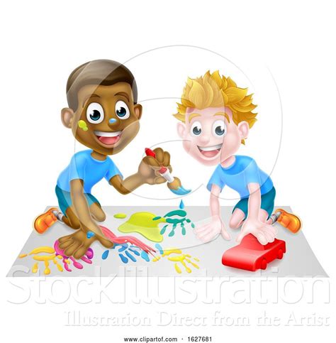 vector illustration  cartoon boys playing  atstockillustration