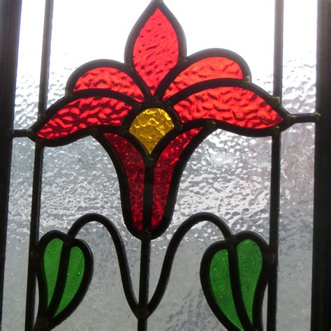 Traditional Art Nouveau Stained Glass Panels From Period