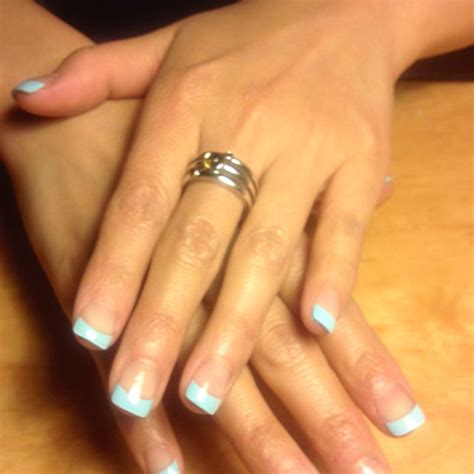 light blue french nails light blue light