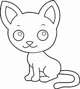 Cat Cute Coloring Kitty Clip Line Sweetclipart sketch template