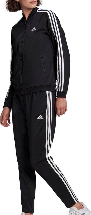adidas sportswear essentials  stripes trainingspak dames zwart