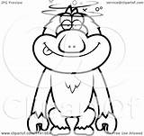 Macaque Drunk Dumb Outlined Thoman sketch template