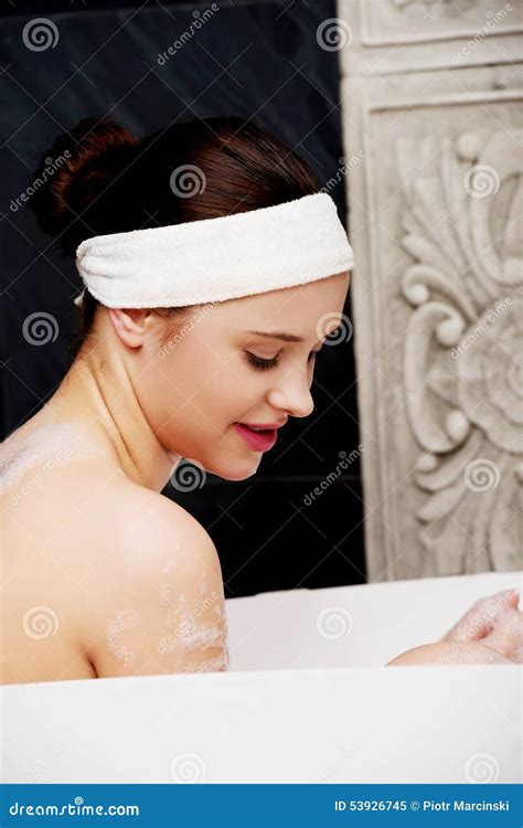 Bathing Woman Relaxing In Bath Stock Image Image Of Beautiful
