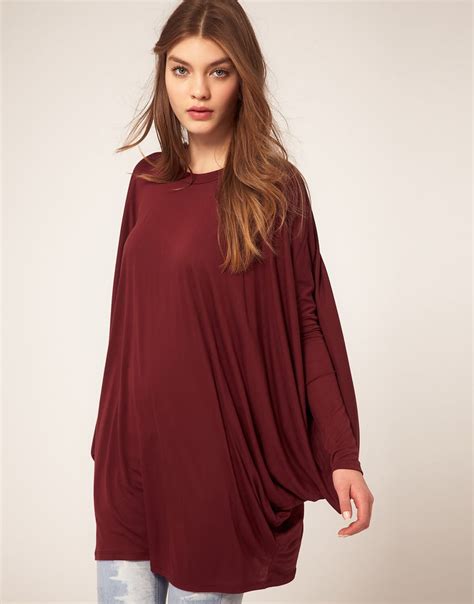 lyst asos oversized tunic top  red