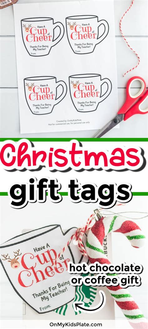 christmas hot chocolate gift tags  printable tags teacher