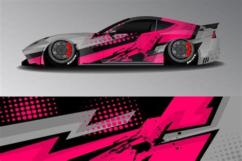 premium vector pink gray stripe racing car sticker design