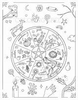 Pagan Witch Sabbats Colouring sketch template
