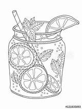 Lemonade Zentangle Nourriture Adultes Mojito sketch template