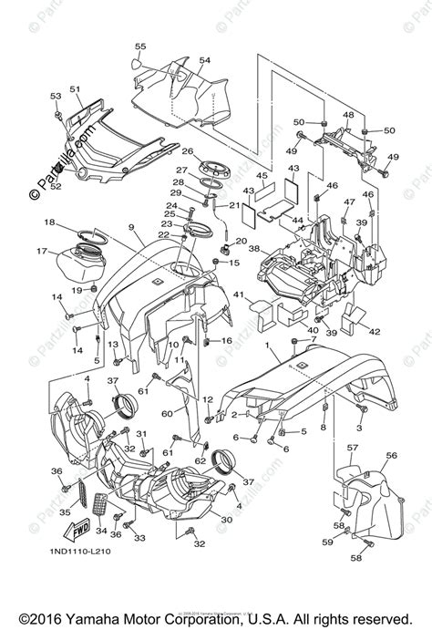 yamaha atv  oem parts diagram  front fender partzillacom