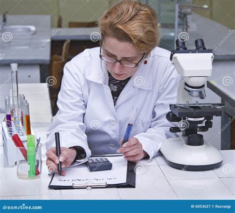 researcher stock image image  notice microscope attention