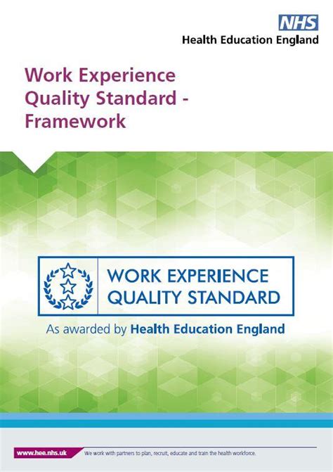 work experience quality standard nhs england workforce training  education