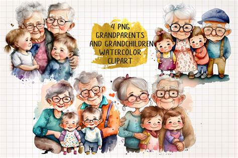 grandparents  grandchildren clipart graphic  watercolorarch