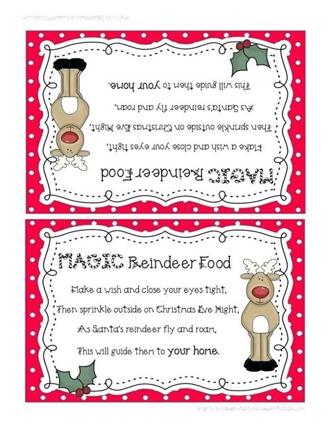 labels   printable reindeer food recipe printable tag poem