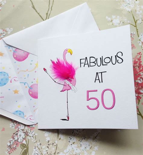 50th Flamingo Birthday Card