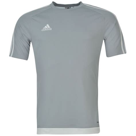 adidas  stripe estro climalite  shirt mens light grey sports top tee shirt