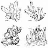 Crystal Cluster Drawing Clipart Drawings Crystals Outline Tattoo Gem Illustrations Gemstone Getdrawings Lineart Handrawn Magical Etsy sketch template