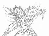 Overwatch Mercy Coloringonly Hanzo Coloraige Watchara Tracer sketch template