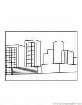 Buildings Printable Town Down Coloring Architecture sketch template