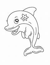 Dolphin Coloring Pages Flower Printable Lovely Dolphins Kids Categories sketch template