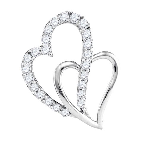 kt white gold womens  diamond double heart pendant  cttw jewelry express