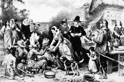 Pilgrims And Indians First Thanksgiving