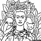 Frida Kahlo Self sketch template
