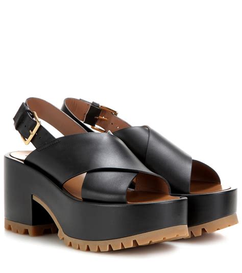 marni leather platform sandals  black lyst