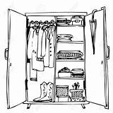 Closet Drawing Clipart Wardrobe Door Armoire Drawings Kleiderschrank Clothes Open Pleasing Clip Garderobe Wooden Getdrawings Cliparts Modern Castle Clipground Stock sketch template