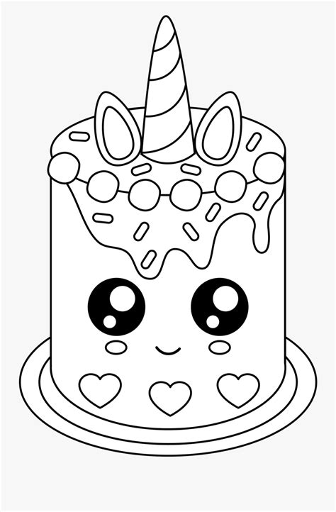 cute unicorn cake cake coloring page  transparent clipart