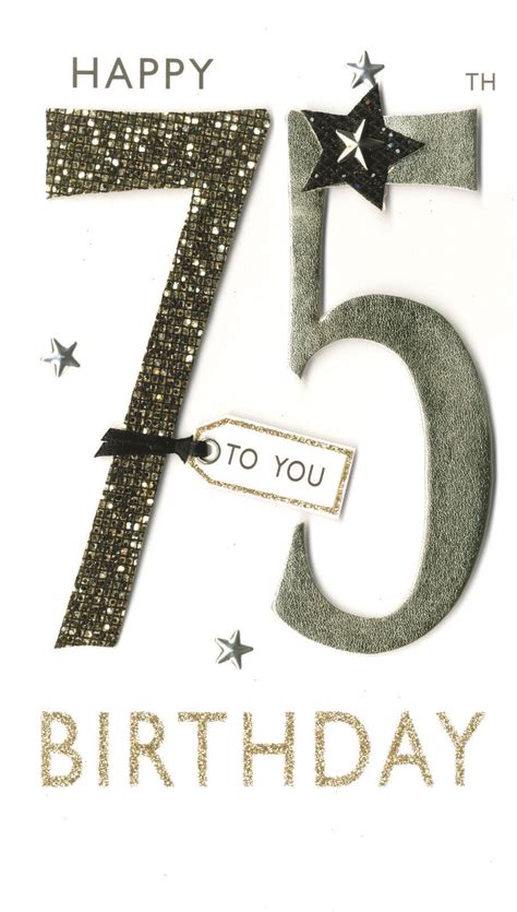 75th Birthday Greeting Card Hand Finished Champagne Range Cards
