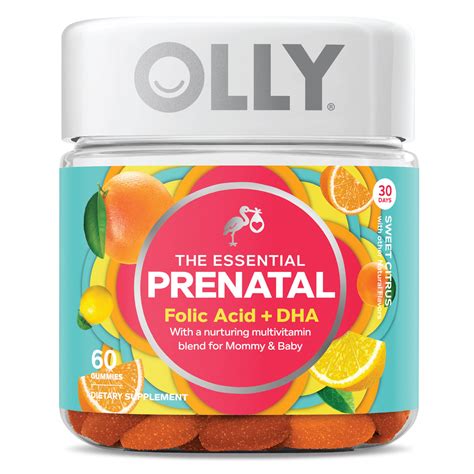 olly essential prenatal multi vitamin gummies  dha folic acid