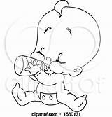 Baby Cartoon Lineart Sitting Royalty Yayayoyo Coloring Pages Drinking Bottle Vector Illustrations sketch template