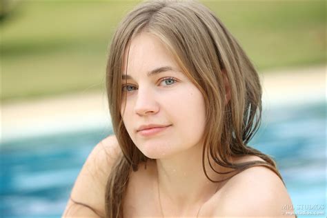 cute pale teen in the pool