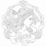 Pisces Zodiac Scorpio Adults sketch template