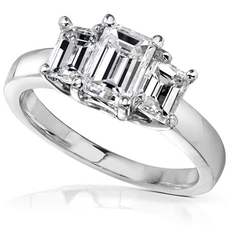diamond  emerald cut  stone diamond engagement ring   carats ct tw   white